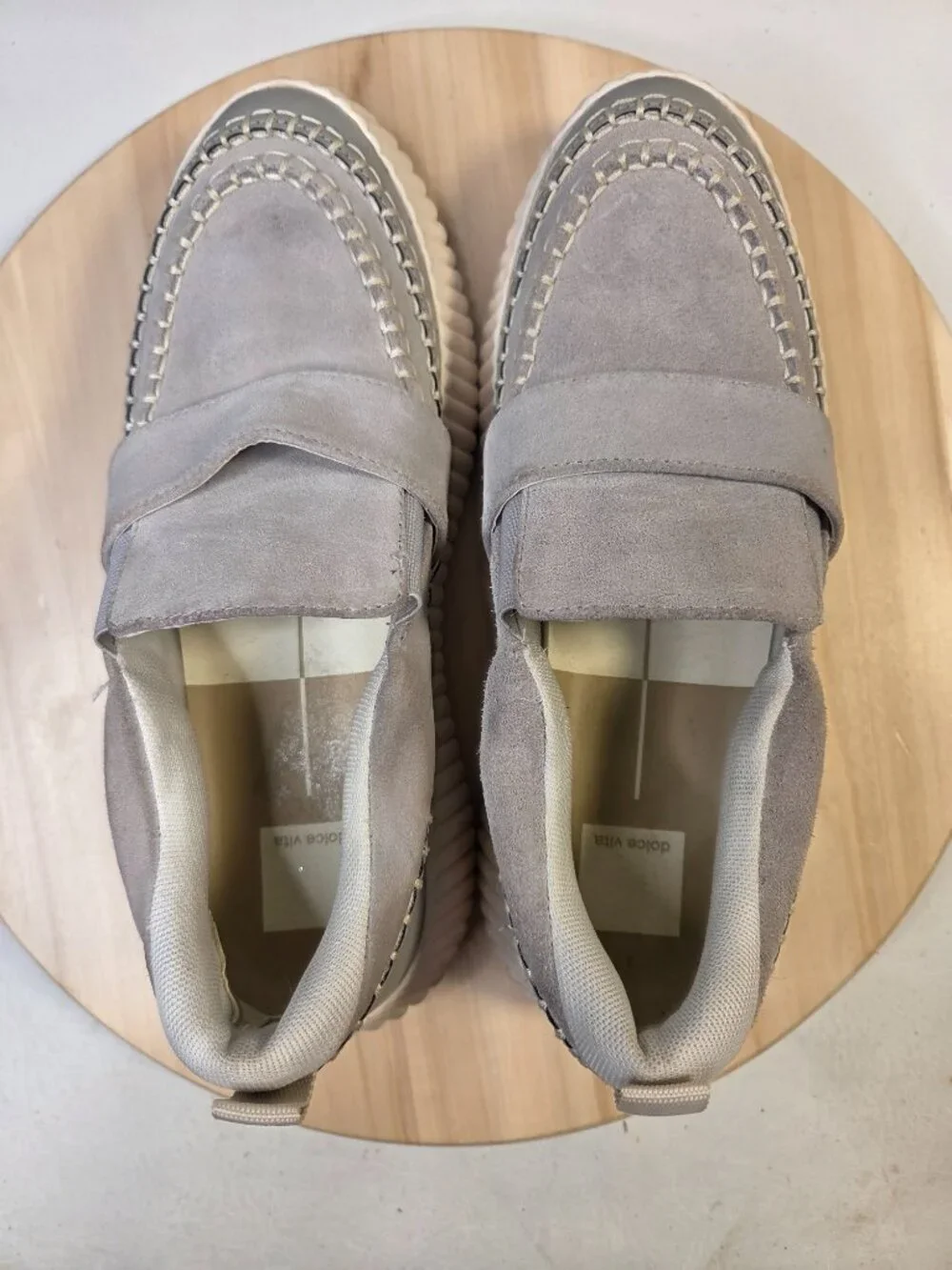 Dolce Vita Dayo Gray Wedge Heel Slip-On Loafer Shoes Women US 8.5M